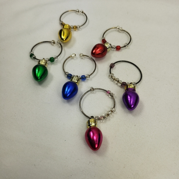 Wine charms as brightly colored bulbs set of 6 - Picture 1 of 2